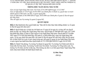 Quyết định 653/2001/QĐ-NHNN Quy chế tổ chức thực hiện nhiệm vụ quản lý dự trữ ngoại hối nhà nước