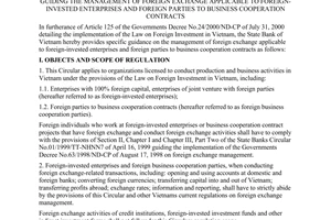 Circular No.04/2001/TT-NHNN, guiding the management of foreign exchange applicable to foreign-invested enterprises and foreign parties to business cooperation contracts, promulgated by the State Bank.