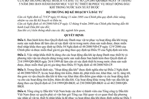 Quyết định 29/2001/QĐ-BKH Danh mục vật tư thiết bị phục vụ hoạt động dầu khí trong nước sản xuất được