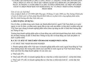 Thông tư 31/2001/TT-BTC hướng dẫn thực hiện ưu đãi thuế quy định tại Quyết định 128/2000/QĐ-TTg