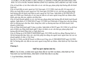 Thông tư 10/2001/TT-BYT hướng dẫn việc đầu tư của nước ngoài trong lĩnh vực khám, chữa bệnh tại Việt Nam