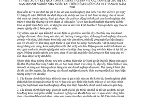 Chỉ thị 12/2001/CT-TTg xử lý kết quả tổng kiểm kê tài sản xác định lại giá trị tài sản doanh nghiệp nhà nước thời điểm 0 giờ ngày 1/1/2000