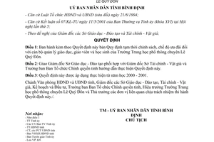Quyết định 40/2001/QĐ-UB chế độ cán bộ quản lý giáo dục giáo viên học sinh Trường Lê Quý Đôn Bình Định
