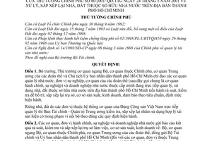 Quyết định 80/2001/QĐ-TTg xử lý, sắp xếp lại nhà, đất thuộc sở hữu Nhà nước địa bàn thành phố Hồ Chí Minh