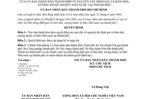 Quyết định 44/2001/QĐ-UB nguyên tắc định giá  bán nhà xưởng thuộc sở hữu Nhà nước tại thành phố