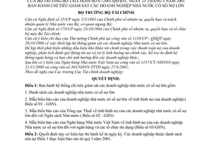 Quyết định 47/2001/QĐ-BTC chỉ tiêu giám sát các doanh nghiệp Nhà nước có số nợ lớn