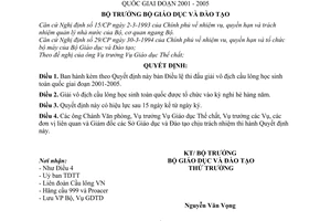 Quyết định 18/2001/QĐ-BGD&ĐT Điều lệ thi đấu giải vô địch cầu lông học sinh toàn quốc giai đoạn 2001 - 2005