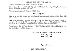 Quyết định 187/2001/QĐ-UB quy chế tạm thời quản lý xuất nhập cảnh