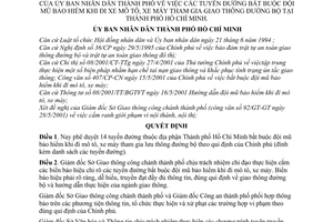 Quyết định 46/2001/QĐ-UB tuyến đường bắt buộc đội mũ bảo hiểm khi đi xe mô tô máy tham gia giao thông đường bộ tại Thành phố Hồ Chí Minh