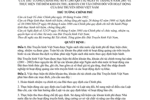 Quyết định 87/2001/QĐ-TTg thí điểm khoản thu, chi tài chính đối với hoạt động Đài truyền hình Việt Nam