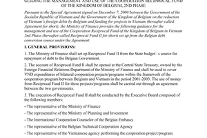 Circular No. 39/2001/TT-BTC, guiding the management and use of the cooperation reciprocal fund of the Kingdom of Belgium in 2nd phase, promulgated by the Ministry of Finance.