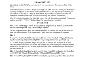 Quyết định 67/2001/QĐ-UB Bảng giá bán tối thiểu xe máy tính phí trước bạ