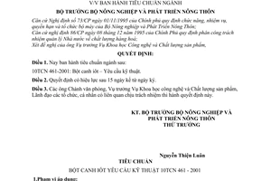 Quyết định 64/2001/QĐ-BNN ban hành tiêu chuẩn ngành