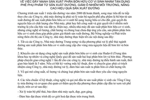 Chỉ thị 65/2001/CT/BNN-KNKL đẩy mạnh sản xuất phân bón hữu cơ vi sinh tận dụng phế phụ phẩm giảm ô nhiễm môi trường nâng cao hiệu quả sản xuất đường