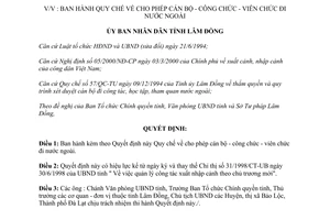 Quyết định 37/2001/QĐ-UBND quy chế cho phép cán bộ công chức đi nước ngoài
