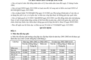 Quyết định 26/2001/QĐ-UB thu sử dụng tiền học phí tiền xây dựng trường Quảng Nam