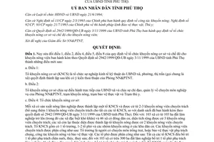 Quyết định 1677/2001/QĐ-UB Sửa đổi bổ sung tổ chức khuyến nông cơ sở 2942/1999/QĐ-UB Phú Thọ