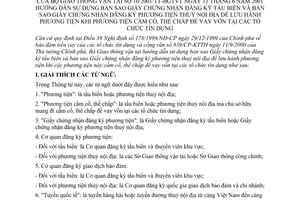 Thông tư  10/2001/TT-BGTVT hướng dẫn sử dụng bản sao giấy chứng nhận đăng ký tàu biển và bản sao giấy chứng nhận phương tiện thuỷ nội địa