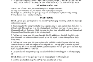 Quyết định 92/2001/QĐ-TTg kiện toàn Uỷ ban Quốc gia vì sự tiến bộ của phụ nữ Việt Nam