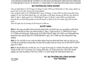 Quyết định 34/2001/QĐ-BCN bổ sung sản phẩm nhôm hợp kim định hình vào Danh mục sản phẩm cơ khí được hưởng ưu đãi  kèm Quyết định 67/2000/QĐ-BCN