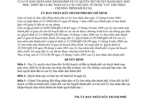 Quyết định 49/2001/QĐ-UB ủy quyền xét duyệt danh mục máy móc, thiết bị dự toán của chủ đầu tư được vay vốn theo chương trình kích cầu