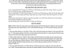 Quyết định 602/2001/QĐ-BTM Quy chế kinh doanh tạm nhập tái xuất xăng dầu điều chỉnh Quyết định 0123/1999/QĐ-BTM