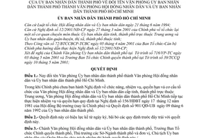 Quyết định 50/2001/QĐ-UB đổi tên Văn phòng Ủy ban nhân dân thành phố thành Văn phòng Hội đồng nhân dân và Ủy ban nhân dân thành phố Hồ Chí Minh