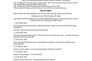Quyết định 36/2001/QĐ-BKHCNMT Tiêu chuẩn Việt Nam