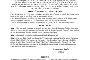 Quyết định 1834/2001/QĐ-BGTVT hình thức tổ chức năng nhiệm vụ quyền hạn trách nhiệm Ban điều hành dự án tiêu chuẩn giám đốc thực hiện  giao thông