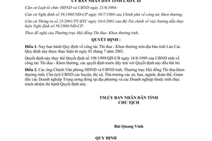 Quyết định 204/200/QĐ-UB Quy định công tác Thi đua Khen thưởng