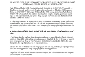 Chỉ thị 14/2001/CT-UB đăng ký quản lý các ngành nghề kinh doanh có điều kiện an ninh trật tự Đắk Lắk