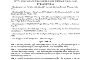 Quyết định 80/2001/QĐ-UB cấp giấy chứng nhận quyền sở hữu nhà ở quyền sử dụng đất ở Đà Nẵng