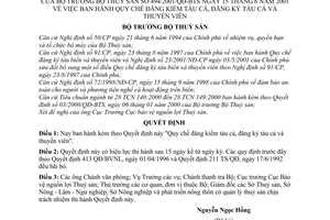 Quyết định 494/2001/QĐ-BTS Quy chế đăng kiểm tàu cá, đăng ký tàu thuyền viên