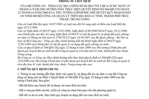 Thông tư liên tịch 04/2001/TTLT-BCA-TCĐC phê duyệt quy hoạch đất An ninh Bộ công an quản lý trên địa bàn 61 tỉnh thành phố thuộc Trung ương