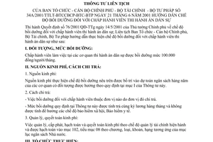 Thông tư liên tịch  34a/2001/TTLT-BTCCBCP-BTC-BTP hướng dẫn chế độ bồi dưỡng đối với chấp hành viên thi hành án dân sự