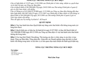 Quyết định 490/2001/QĐ-TCBĐ cước dịch vụ thuê kênh viễn thông trong nước