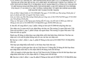 Thông tư liên tịch 03/2001/TTLT-TCHQ-BNG chính sách đối với người Việt Nam ở nước ngoài