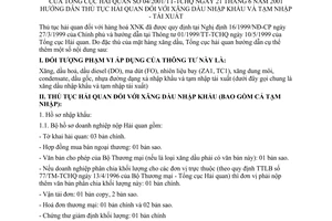 Thông tư 04/2001/TT-TCHQ hướng dẫn thủ tục hải quan xăng dầu nhập khẩu và tạm nhập - tái xuất