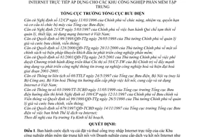 Quyết định 492/2001/QĐ-TCBĐ cước dịch vụ cài đặt thuê cổng truy cập Internet trực tiếp áp dụng cho khu công nghiệp phần mềm tập trung