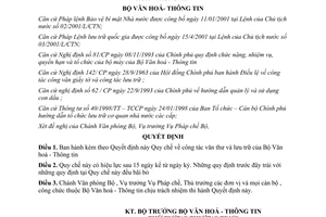 Quyết định 36/2001/QĐ-BVHTT Quy chế công tác văn thư và lưu trữ