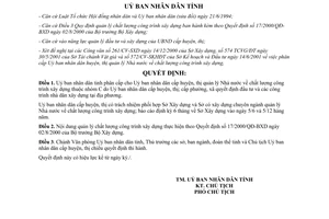 Quyết định 2971/2001/QĐ-UB phân cấp quản lý Nhà nước chất lượng công trình xây dựng Bến Tre