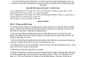 Quyết định 22/2001/QĐ-BGDĐT đào tạo cấp bằng tốt nghiệp đại học thứ hai
