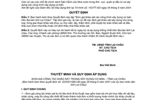 Quyết định 32/2001/QĐ-UB đơn giá khảo sát công trình xây dựng cơ bản địa bàn tỉnh Lai Châu