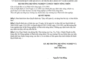 Quyết định 69/2001/QĐ-BNN-KL quy chế quản lý, sử dụng búa Bài cây búa Kiểm lâm