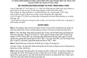 Quyết định 70/2001/QĐ-BNN đăng ký đặc cách thuốc bảo vệ thực vật được phép sử dụng ở Việt Nam
