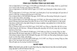 Quyết định 518/2001/QĐ-TCBĐ cước dịch vụ cài đặt và thuê cổng truy nhập Internet trực tiếp