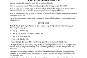 Quyết định 45/2001/QĐ-UB thành lập Công ty Vận tải và dịch vụ công cộng Hà nội