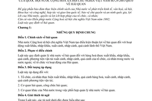 Luật Hải quan 2001 29/2001/QH10