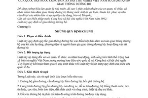 Luật Giao thông đường bộ 2001 26/2001/QH10