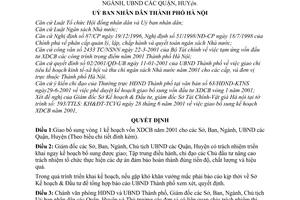 Quyết định 44/2001/QĐ-UB giao bổ sung vòng 1 kế hoạch vốn XDCB năm 2001 cho Sở, Ngành, UBND các Quận, Huyện